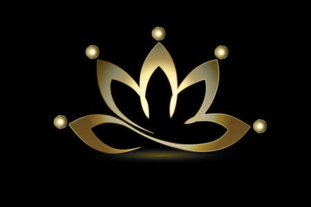 Gold lotus flower teamwork unity yoga people logo icon vector creative graphic image designのイラスト素材