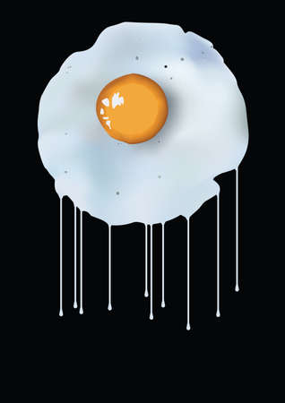 fried egg on the black backgroundのイラスト素材