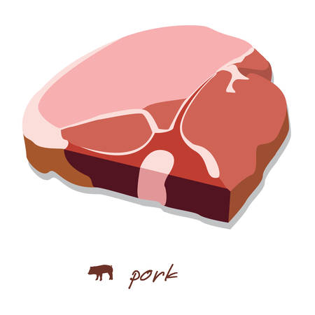 one stice of pork with white backgroundのイラスト素材