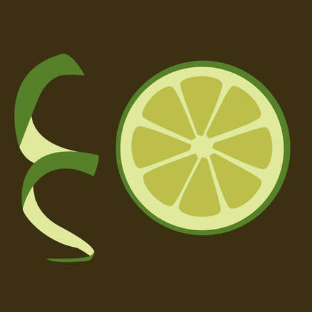 slice of green lime on the dark backgroundのイラスト素材