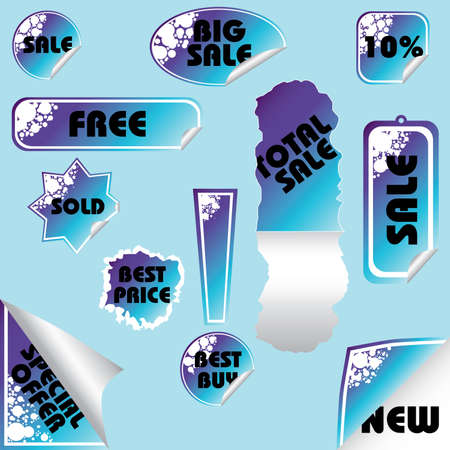 different kind of blue sale stickersのイラスト素材