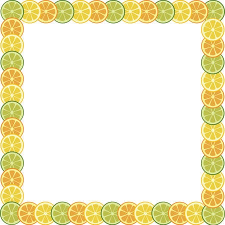 frame with orange, lemon and limeのイラスト素材
