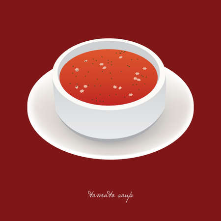 tomato soup in white bowlのイラスト素材