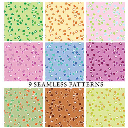 nine seamless retro patternのイラスト素材