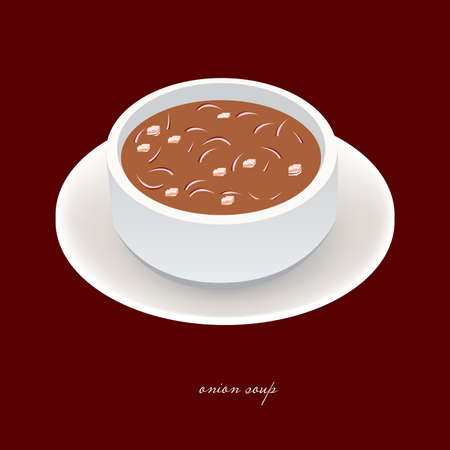 onion soup with onion and baconのイラスト素材
