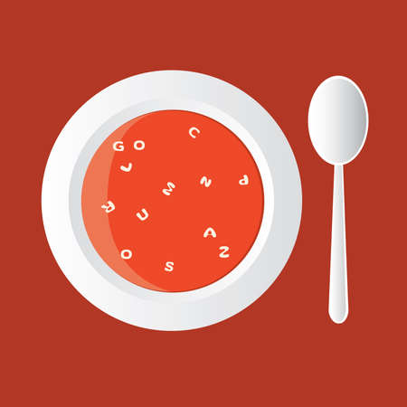 tasty alphabet soup in white bowlのイラスト素材