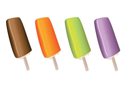 set of ice lolly - brown, orange, green, violetのイラスト素材