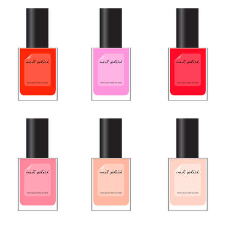 set of different nail polish - red, pinkのイラスト素材