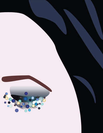 one vector woman face with black hairsのイラスト素材