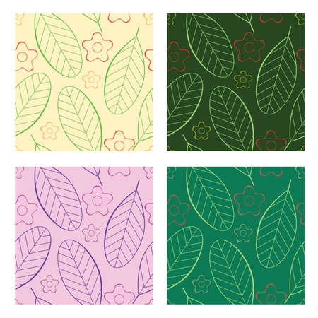 four seamless patterns with flowers themeのイラスト素材