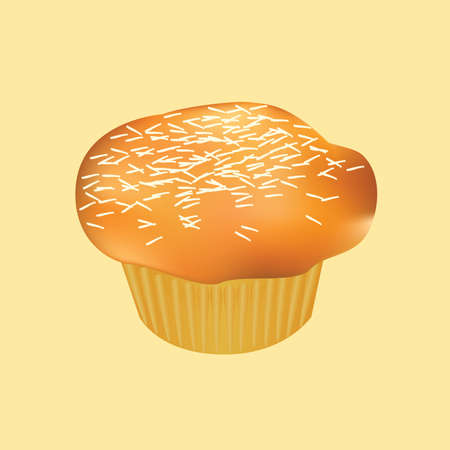 muffin with coconut, beige backgroundのイラスト素材