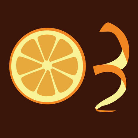 one slice of orange, brown backgroundのイラスト素材