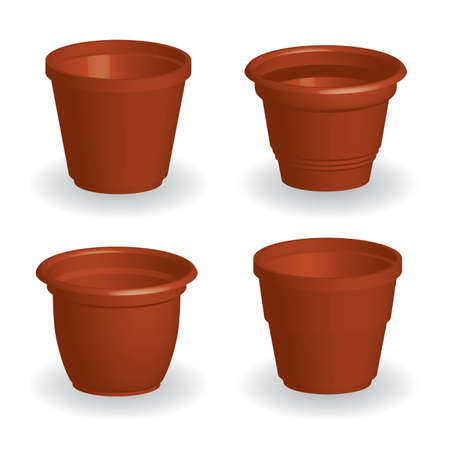 collection of flowerpots, white backgroundのイラスト素材