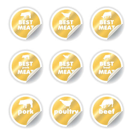 stickers set - pork, poultry, beefのイラスト素材
