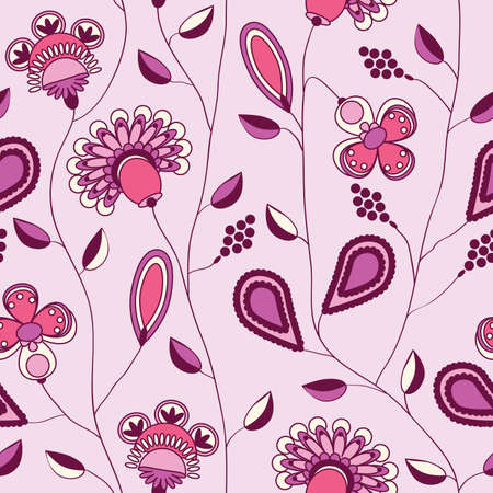seamless pattern - violet and pink flowersのイラスト素材