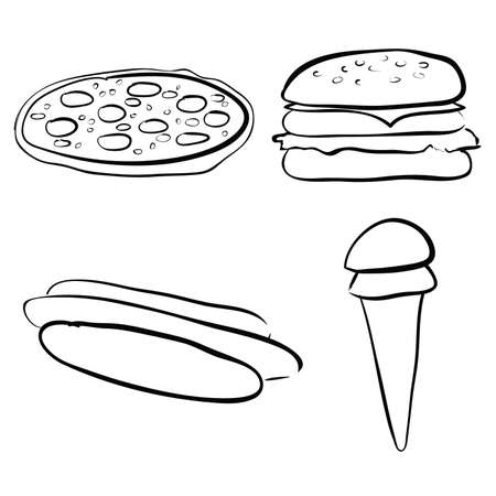 doodle set - fastfoodのイラスト素材