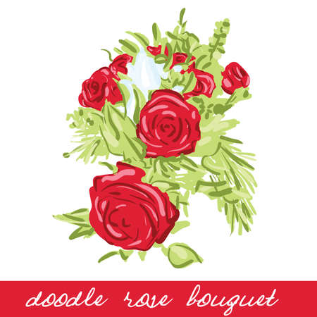 doodle rose bouquetのイラスト素材
