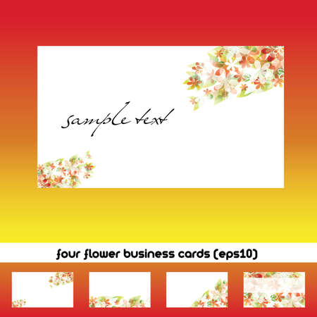 four business cards with flower themeのイラスト素材