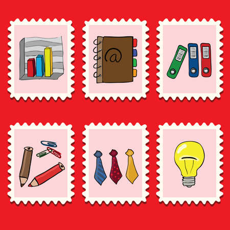 stamps collection - business setのイラスト素材