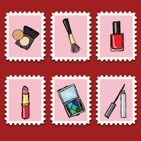 stamps collection - cosmetics setのイラスト素材