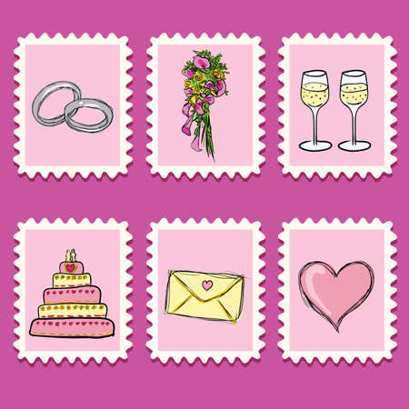 stamps collection - wedding setのイラスト素材