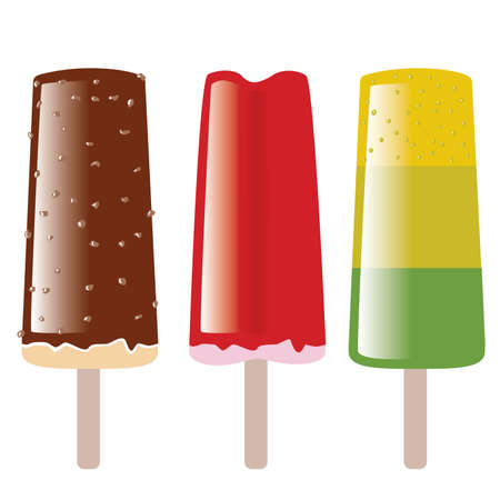 three kind of ice lolly, white backgroundのイラスト素材