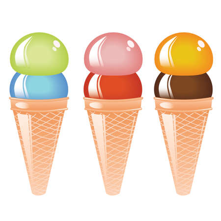 three kind of ice cream, white backgroundのイラスト素材