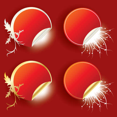 vector stickers in red color, EPS10のイラスト素材