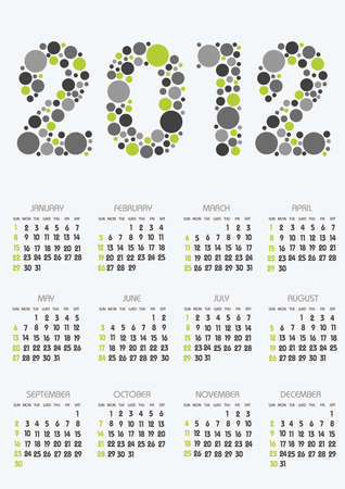 vertical calendar 2012 year with retro dots themeのイラスト素材