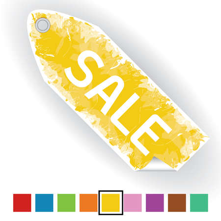 big yellow sale label with grunge theme, EPS10のイラスト素材