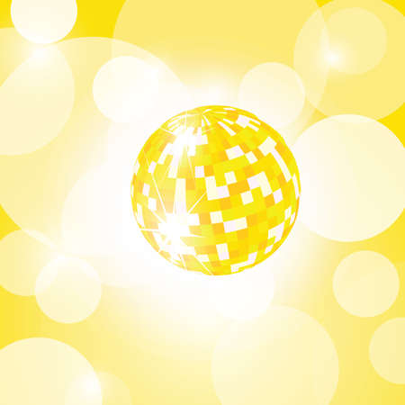 yellow disco ball, yellow background, EPS10のイラスト素材