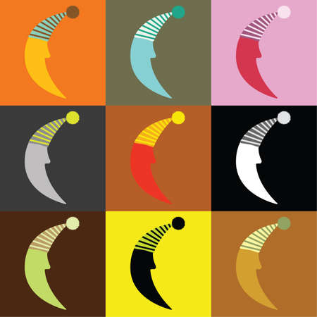 nine moons in different color のイラスト素材