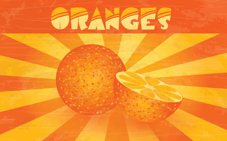 horizontal retro poster - orangesのイラスト素材