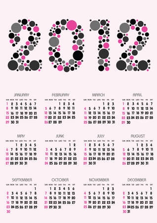 vertical calendar 2012 year with retro dots themeのイラスト素材