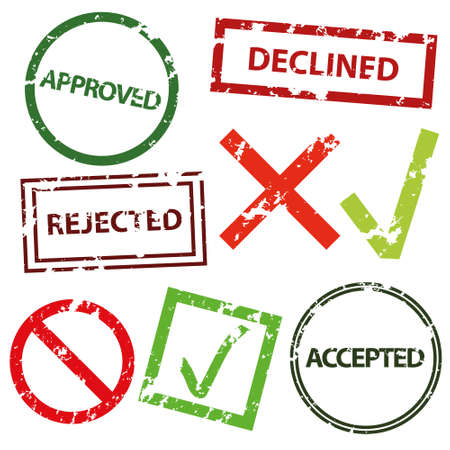 approved, declined, rejected and acceptedのイラスト素材