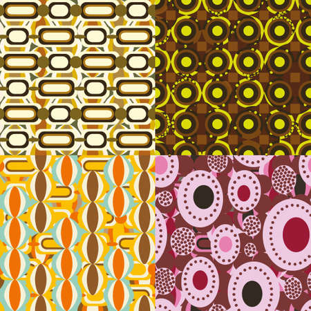 4 retro seamless patternsのイラスト素材