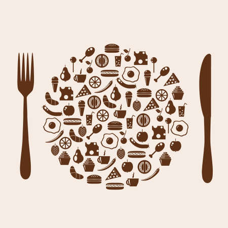 icon plate with cutleryのイラスト素材