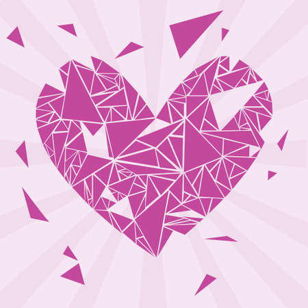 violet broken valentine heartのイラスト素材