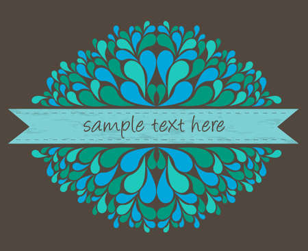 blue ribbon with decorationのイラスト素材