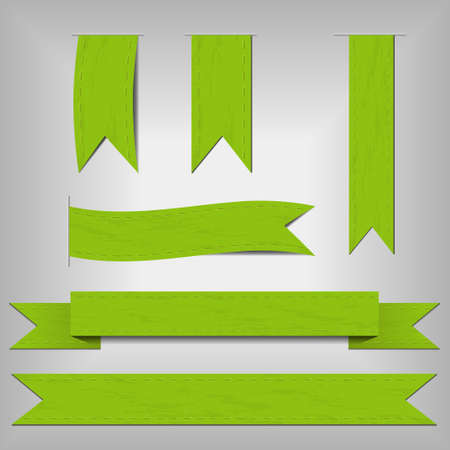 set of green ribbonsのイラスト素材