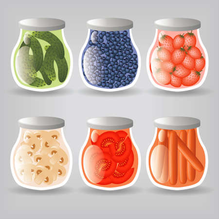 food ingredients in glassのイラスト素材
