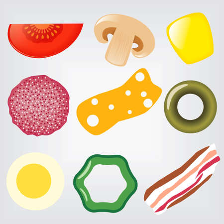 collection of pizza ingredientsのイラスト素材