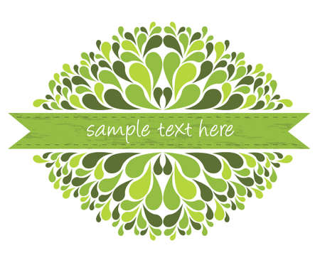 green ribbon with decorationのイラスト素材