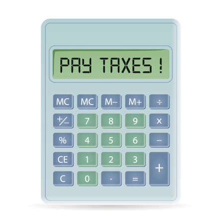 calculator with pay taxes titleのイラスト素材