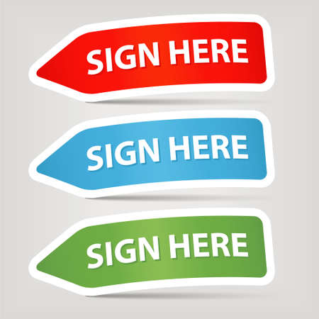 sign here stickersのイラスト素材