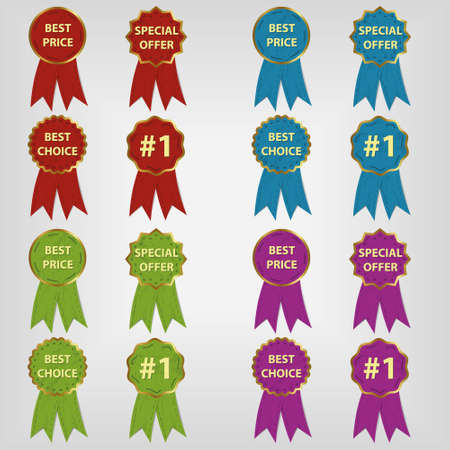 award ribbons - red, blue, green and violetのイラスト素材