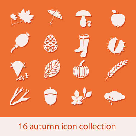 autumn icon collectionのイラスト素材