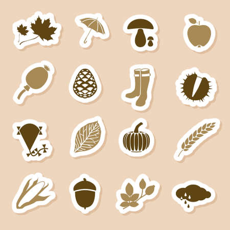 autumn icon labelsのイラスト素材