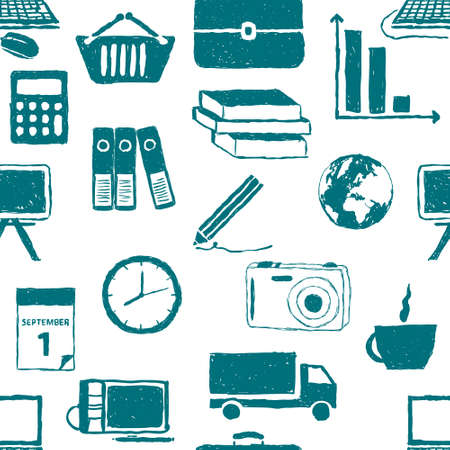 doodle seamless business patternのイラスト素材