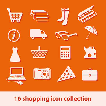16 shopping icons collectionのイラスト素材